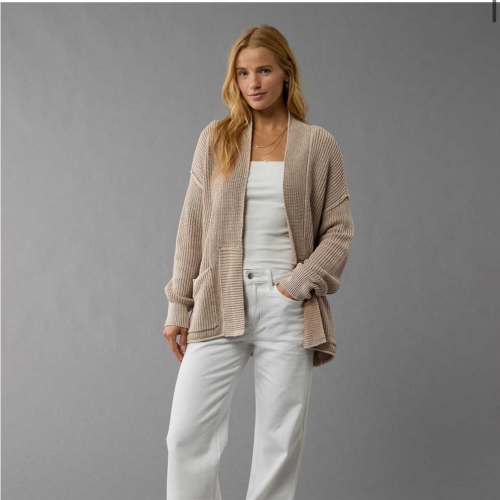 AE Open Front Shaker-Stitch Cardigan